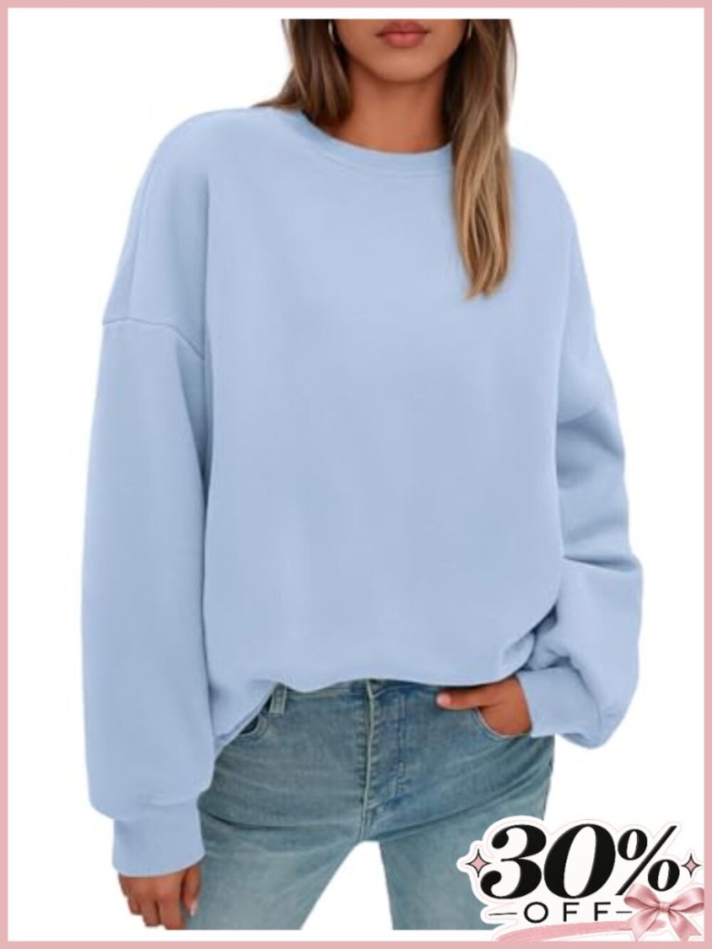 Oversized Crewneck Sweatshirt - 50% Polyester 50% Cotton Pullover